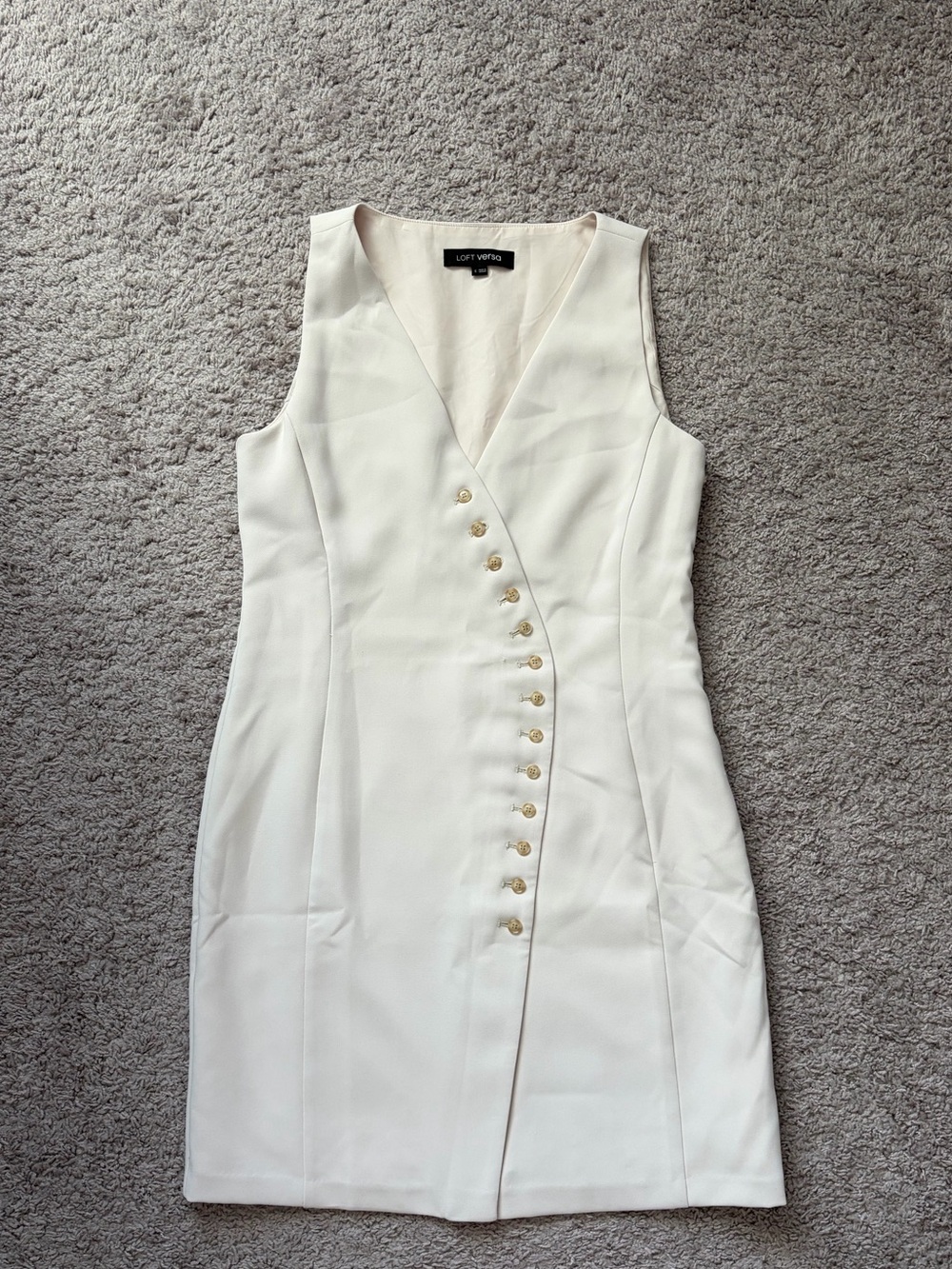 Loft White Sleeveless Button-Front Sheath Dress